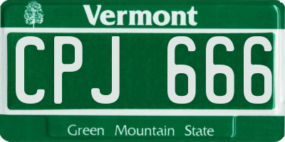 VT license plate CPJ666