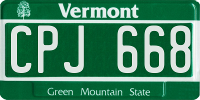 VT license plate CPJ668