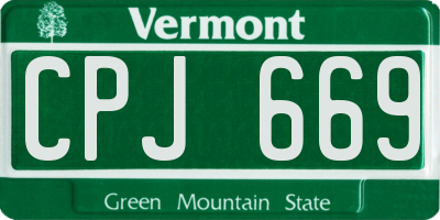 VT license plate CPJ669