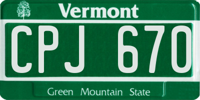 VT license plate CPJ670