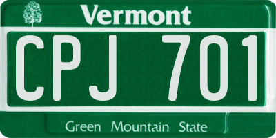 VT license plate CPJ701