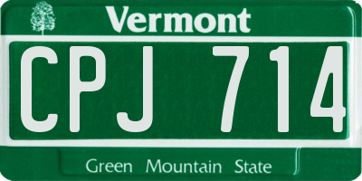 VT license plate CPJ714