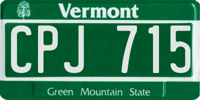 VT license plate CPJ715