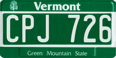 VT license plate CPJ726
