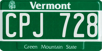 VT license plate CPJ728