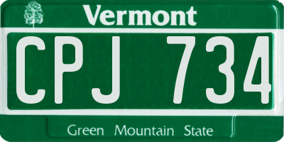 VT license plate CPJ734