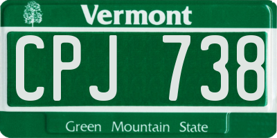 VT license plate CPJ738