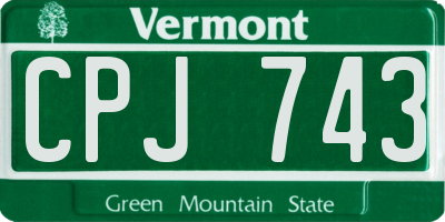 VT license plate CPJ743