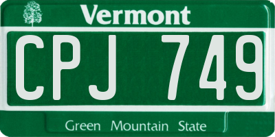 VT license plate CPJ749