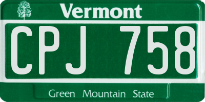 VT license plate CPJ758