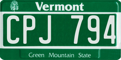 VT license plate CPJ794