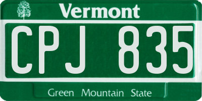 VT license plate CPJ835