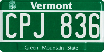 VT license plate CPJ836