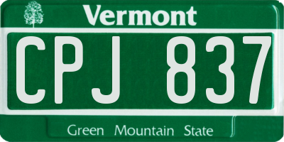 VT license plate CPJ837