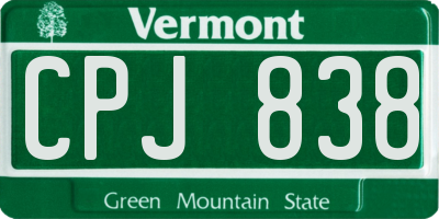VT license plate CPJ838