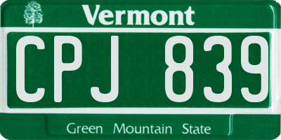 VT license plate CPJ839