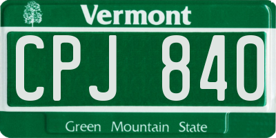 VT license plate CPJ840