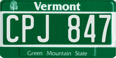 VT license plate CPJ847