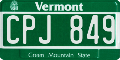 VT license plate CPJ849