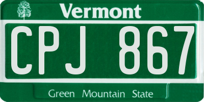 VT license plate CPJ867
