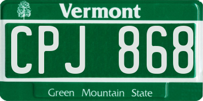 VT license plate CPJ868