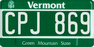 VT license plate CPJ869