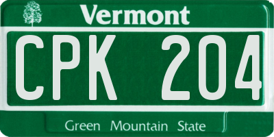 VT license plate CPK204