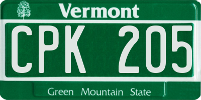 VT license plate CPK205