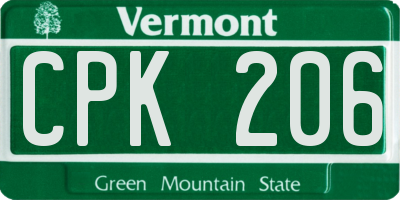 VT license plate CPK206