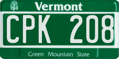 VT license plate CPK208