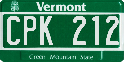 VT license plate CPK212
