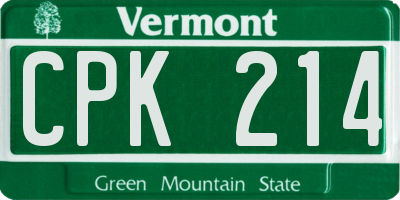 VT license plate CPK214