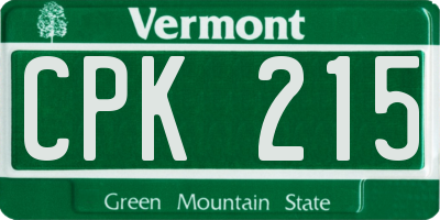 VT license plate CPK215