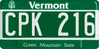 VT license plate CPK216