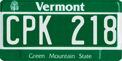 VT license plate CPK218