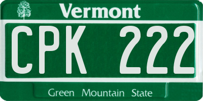 VT license plate CPK222