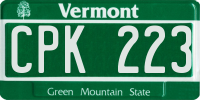 VT license plate CPK223