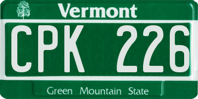 VT license plate CPK226