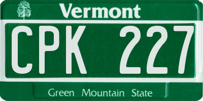 VT license plate CPK227