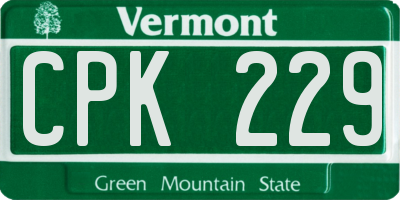 VT license plate CPK229