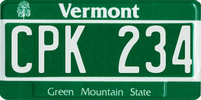 VT license plate CPK234