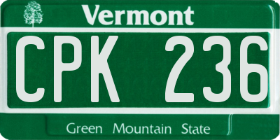 VT license plate CPK236