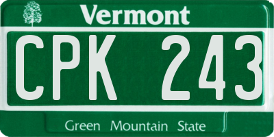 VT license plate CPK243