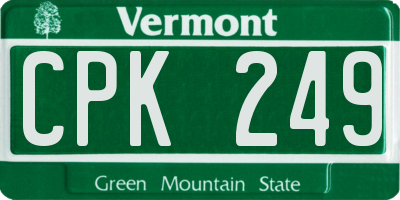 VT license plate CPK249