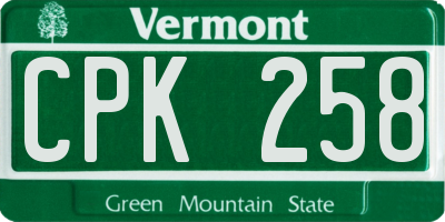 VT license plate CPK258