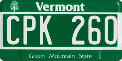 VT license plate CPK260