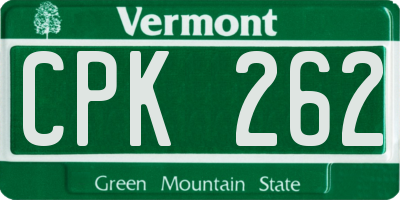 VT license plate CPK262