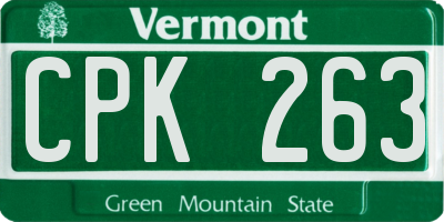 VT license plate CPK263