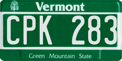 VT license plate CPK283
