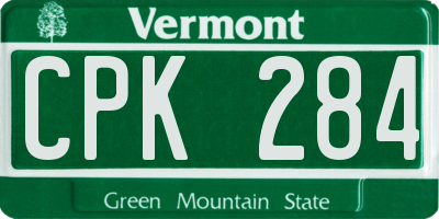 VT license plate CPK284